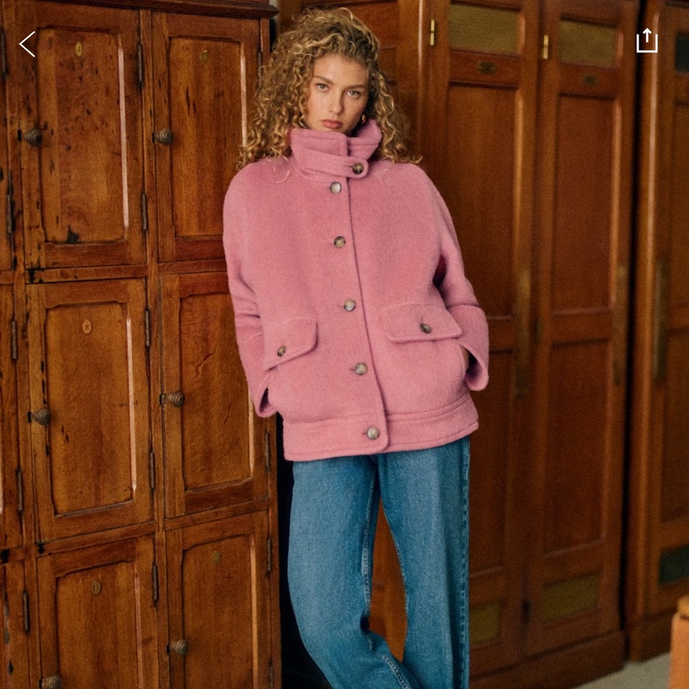 NWT Sézane Leo Funnel Neck Coat in Rosewood - Picture 2 of 7